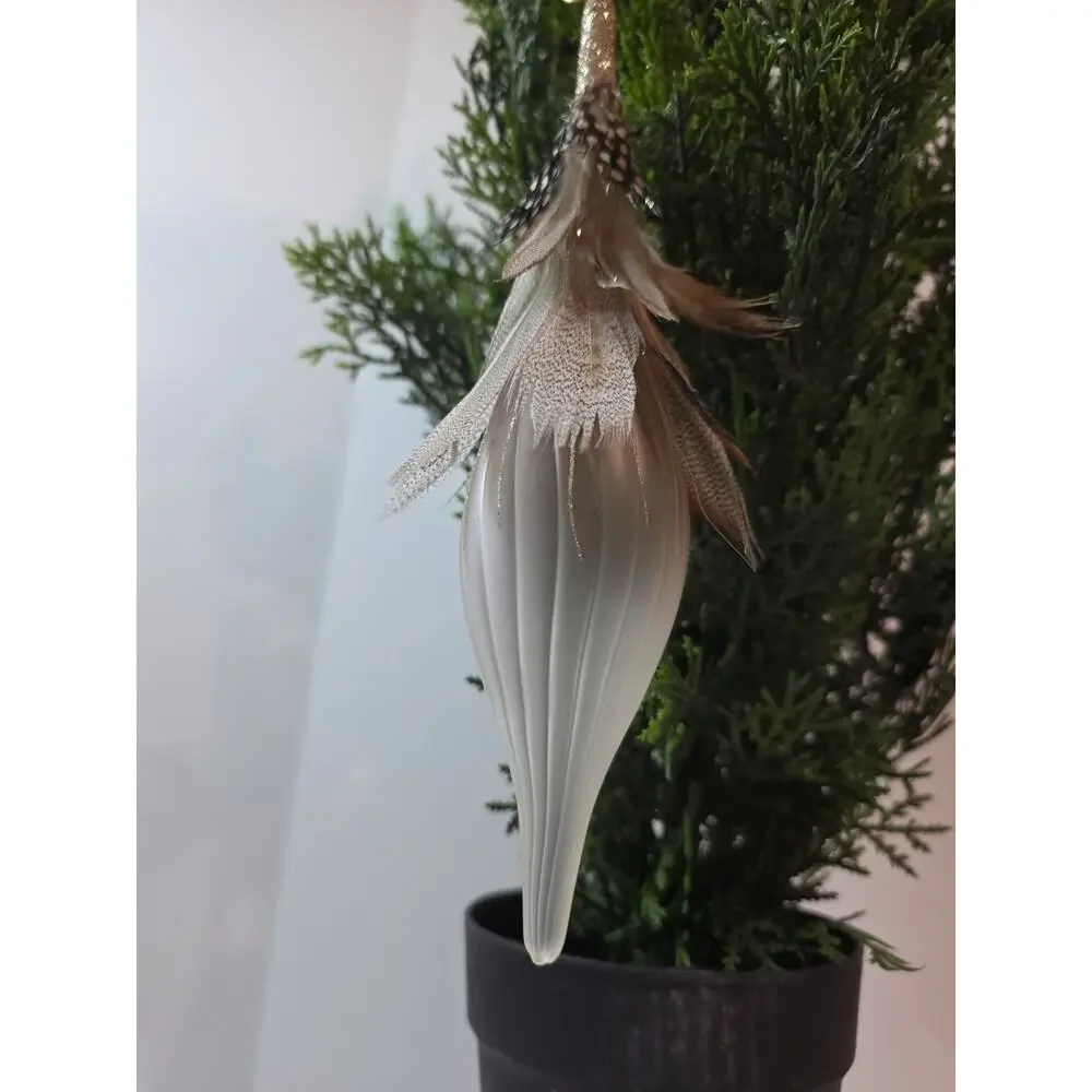 Blown Glass Finial Christmas Ornament Feathered Robert Stanley 9.5